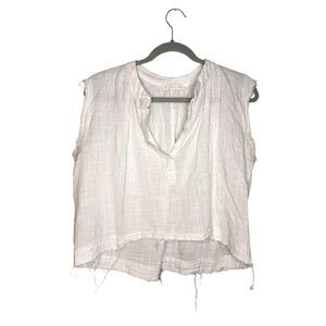 Karlie Raw Hem Gauze Cotton Crop Tank Top Size Large